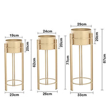 KAJIAO Plant Stand Set - 3-Piece Modern Planter with Tall Metal Stand - Decorative Standing Flower Pot Holder Indoor Outdoor Garden Patio Home Decor(Gold)