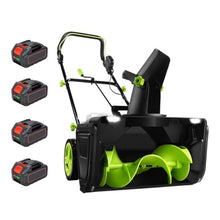 HASORVLUK Battery Powered Snow Blower, Dual LED Lights 4Bat