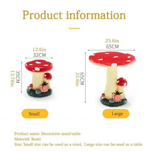 YWSXHS Handmade Resin Mushroom Stool/Table Decor, Outdoor Garden Stool Decorative, Indoor Outdoor Decorative Statues(Large)