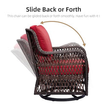 IDEALHOUSE 2024 Patio Furniture Bistro Set 3-Piece Swivel Rocking Wicker Chairs Red