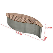 HASMI Outdoor Park Garden Benches Outdoor Creative Bench Park Square Art Bench Stainless Steel Leaf-Shaped Bench Wooden Slatted Seat Outdoor Lounge Chair Without Backrest Yard Furniture