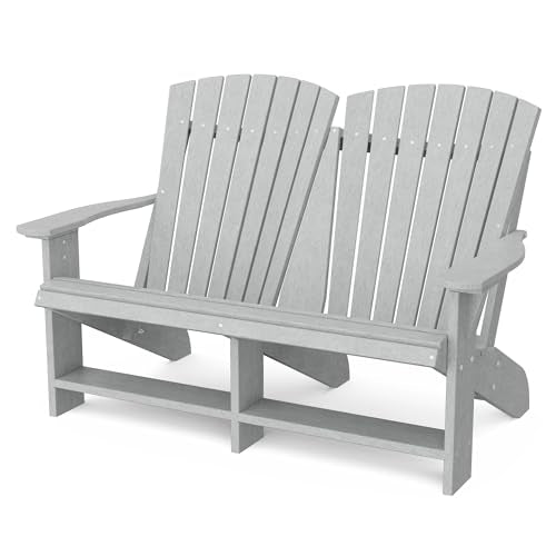 Wildridge Heritage Double Adirondack, Light Gray - All-Weather Recycled Plastic Furniture for Patio, Deck, Lawn
