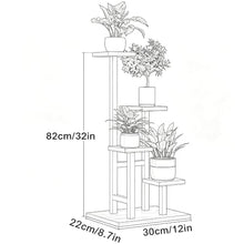 ARTUNV 4 Tier Rolling Plant Stand Indoor, Heavy Duty Metal Frame with Wooden Shelves, Space-Saving Corner Flower Holder for Garden, Porch & Living Room(Color:Gray)