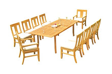 11 PC A Grade Outdoor Patio Teak Dining Furniture Set - 94" Double Extension Rectangle Table & 10 Osawa Chairs (8 Armless, 2 Arm)