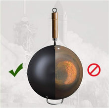 ELUKHT 12 inch Pre-Seasoned Cast Iron Wok with Pot Ear
