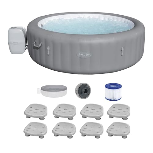 Bestway SaluSpa Grenada AirJet Inflatable Hot Tub 8 Pack Gray