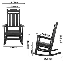 hOmeHua Patio Rocking Chair Set of 4 All Weather Resistant Black