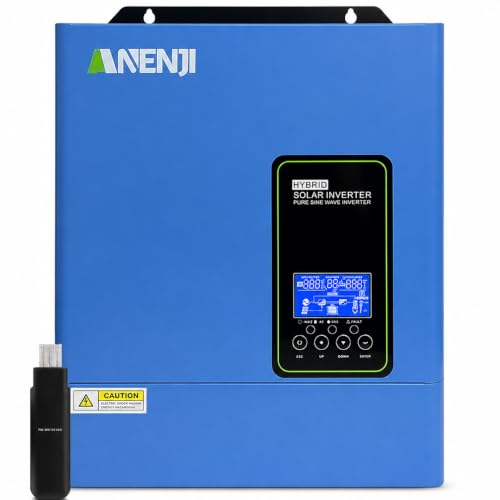 Aninerel 4200W Hybrid Solar Inverter 24V DC to 110V/120V AC, Pure Sine Wave Hybrid Inverter with 120A MPPT, 6200W PV Input, 60A AC Charger, Wi-Fi Adapter Included, Off-Grid Inverter Charger