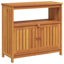 KGFHERENB Patio Console Table 31.5"x13.8"x29.5" Solid Acacia Wood Outdoor Sofa Table with Storage Shelf and Cabinet Doors for Entryway Garden Backyard Indoor
