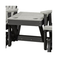 Outdoor Escape Gray Double Glider with Center Table, Light Gray Black, Polyethylene Patio Bench Seating, All-Weather Durable
