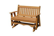 Amish Craftsmanship Made in USA 3-Person 5FT Plastic Poly Lumber Wood Glider Premium Colors HDPE with No wood fibers Memorial Patio Porch Glider Mission Series English design 1000 lbs Limit
