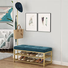 Footstools / Ottomans Shoe Stool with Padded Long Storage Stool with Coat Rack Metal Shoe Rack for Porch Living Room Corridor Lounge Bedroom living Room Corridor Bench Shoe Stool ( Color : Brass , Siz