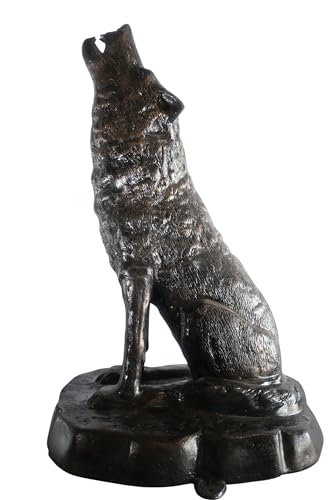 Nifao Majestic Howling Wolf on Rock Base Large Aluminum, 28"L x 26"W x 43"H