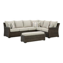 Signature Design by Ashley 3-Piece Patio Sectional with Bench, Brown