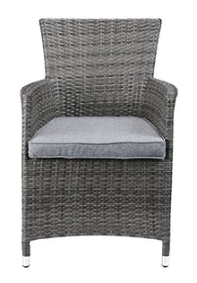 Gray Fabric & Gray Wicker Patio Bistro Set, 3-Piece Patio Furniture Sets Outdoor Wicker Rattan Sectional Sofa Coffee Table with Tempered Glass for Garden Balcony Backyard Yard Poolside (Grey) (Grey)