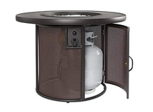 Outdoor GreatRoom Co Propane Fire Pit Table - Stonefire Gas Fire Pits for Outside Patio - 31" Round Composite Firepit Fire Table, Matching Tabletop Cover, Aluminum Frame Mesh Base, 55,000 BTU - Brown
