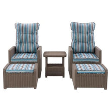 CorLiving Lake Front 5pc Light Brown Rattan Patio Recliner Set