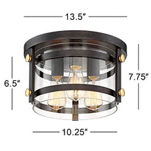 Eagleton 13 1/2" Wide Oil-Rubbed Bronze LED 3-Light Ceiling Fixture