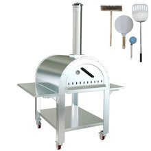 Pizza Oven, Outdoor Pizza Oven 46 Inches, Wood Fire Pizza Oven with Wheels, Stainless Steel Pizza Maker for Outdoor Kitchen, Backyard, Patio, Garden & Restaurant
