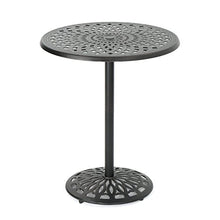 AMNOOL 35 Inch Round Bar Table, Round Bar Height Cocktail Table Metal Base Patio Bistro Table Filigree Pattern Decoration for Living Room Dining Room Garden Backyard Patio Poolside, Copper