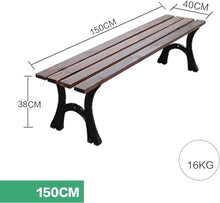ERoomQ Outdoor GThe Bench,Patio Seating Benches, 2 Seater Outside Park Iron Bench Seat, Weather Proof Porch Path Chair, Slatted Seat with Cast Iron Frame