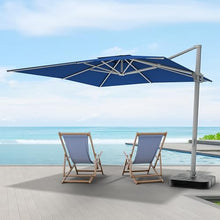 Midtown Umbrellas 9x9 Ft Outdoor Cantilever Patio Umbrella Silver Frame Sunbrella Dark Blue