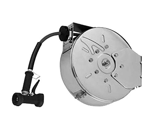 T&S Brass Enclosed Stainless Steel 30-Feet Hose Reel with Rear Trigger Water Gun