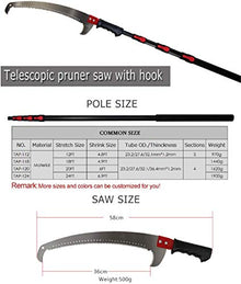 Telescopic Pole Saw,12-24FT/3.6-7.2m Extendable Pruning Saw,Extendable Limb Saw With 2-Foot Saw Blade,Curved Saw For Reaching Higher Branches 18FT/5.4m