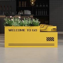 GVBNOTT Bench with Planter Box, Outdoor Industrial Styleraised Planter Bench with Garden Benchs Yellow Galvanized Sheet Planter Box for Porch, Patio, Garden and Backyard Garden Bench，L120*D30*H60