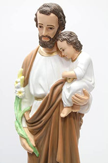 Vittoria Collection 38 Inch Saint St Joseph with Infant Jesus Italian Statue Sculpture Figurine Indoor Outdoor Garden Made in Italy