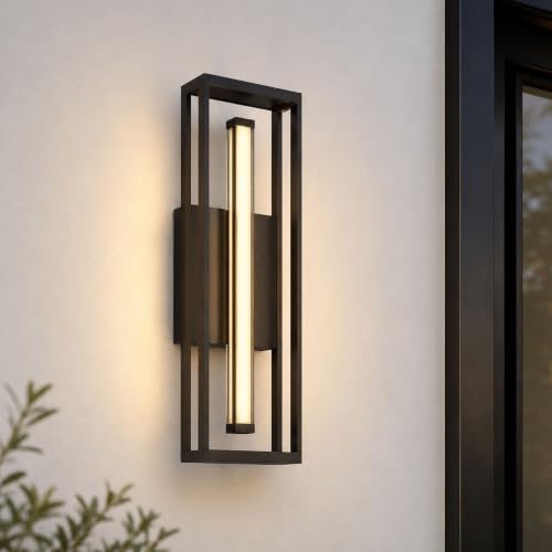 Generation Lighting SLO1361TXB Abner Modern LED Extra Large Outdoor wall Lantern Fixture in Textured Black stonestrong Coastal Finish and Crystal Glass Diffuser