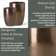 Emissary Gold Stoneware Round Planters Set of 2 23in L x 32in H