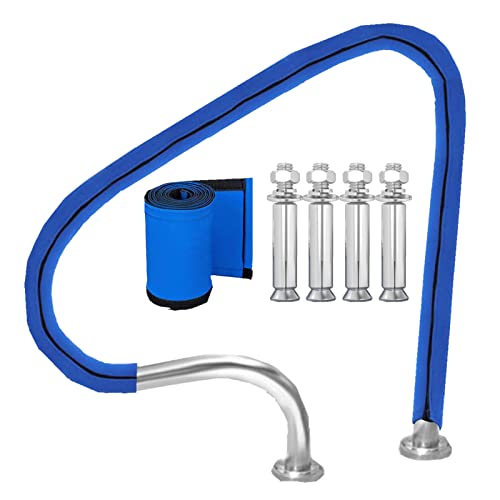 MSHOSAC Pool Handrails 31X31 inch Pool Rail 250Lbs Load Capacity Rustproof Pool Handrail Humanized Swimming Pool Handrail with Blue Grip Cover & Screws
