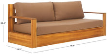 SAFAVIEH Couture Outdoor Collection Kauai Natural/Brown Teak Solid Wood Patio Sofa