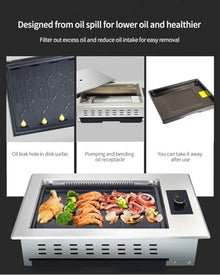 Electric Barbecue Grill, Household Smokeless Griddle Grill, Commercial BBQ Pan Table Top Grill with Temperature Knob, Tabletop BBQ Cooking Grill for Kitchen Outdooe Indoor Restaurant Camping