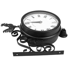 saditesdk Wall Clock, Outdoor Garden Wall Station Clock Double Sided Cockerel Vintage Retro Home Decor，