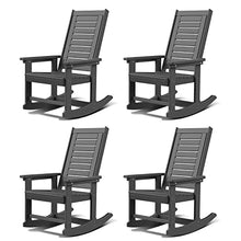 GREENVINES Outdoor Rocking Chairs Set of 4 Oversized High Back Grey