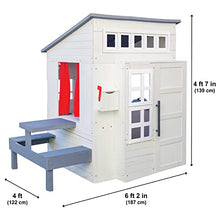 KidKraft Modern Outdoor Wooden Playhouse with Picnic Table, Mailbox, and Grill White
