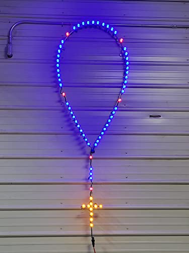 Traditional Shaped LED Lighted Outdoor Rosary - Gold Cross