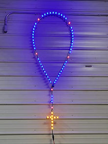 Traditional Shaped LED Lighted Outdoor Rosary - Gold Cross