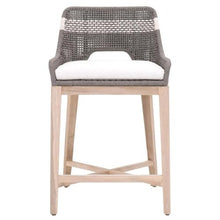 Home Square 2 Piece Outdoor Counter Stool Set in Dove Rope and Gray Teak