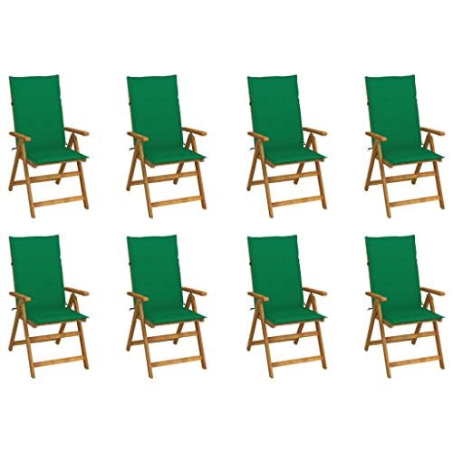 BUKSCYJS Camping Rocking Chairs,Rocking Chairs for Outside,Portable Rocking Chair Outdoor,Patio Chaise Lounge Chair,Folding Patio Chairs with Cushions 8 pcs Solid Acacia Wood