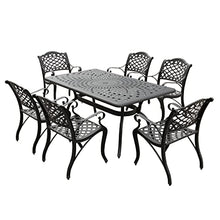 Oakland Living Modern Ornate Outdoor Mesh Aluminum Patio Dining Set with Six Chairs Black
