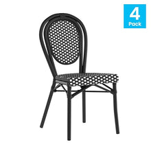 Flash Furniture PE Rattan Indoor/Outdoor Stack Chair, Black/White, 4-Pack
