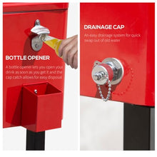 Outdoor Rolling Cooling Bins with Handy Bottle Opener/Cap Catcher, Ice Chest with 4 Wheels for Backyard, Poolside, and More