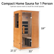 RESTISLAND 1 Person Infrared Sauna, Home Sauna Hemlock Wooden Indoor Dry Saunas Room, Low EMF 950W/110V Heaters Panels, Bluetooth Speakers, Reading Lamp