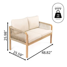 JONATHAN Y Arwen Bohemian 49" Acacia Outdoor Loveseat, Beige/Light Teak
