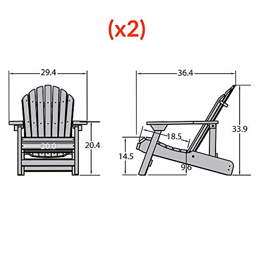 Highwood Hamilton Folding and Reclining Adirondack Chairs 2-Piece Set Weathered Acorn