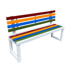 Sunyongfly Outdoor Garden Bench,Park Bench,Steel Frame,Wooden seat,Double Outdoor Bench with backrest, for Squares, Parks, and Residential Areas(Size:120cm)