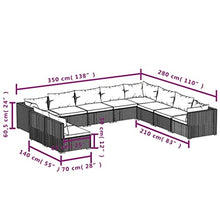 KPOUTRFG 10-Piece Modular Outdoor Sofa Set Black PE Rattan Patio Seating Set for 10 Garden Furniture Black PE Rattan Powder Coated Steel